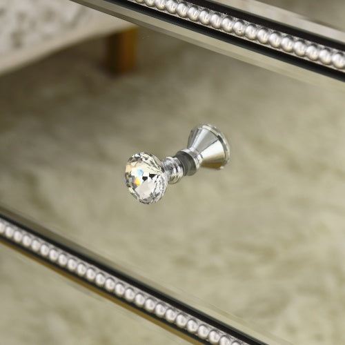 W 22X D 16  X 26.8  Silver Mirror Three Drawer Cabinet