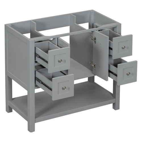 36'' Bathroom Vanity Without Sink,Free Standing Vanity Set With 4 Drawers& Soft Closing Doors,Solid Wood Frame Bathroom Storage Cabinet Only