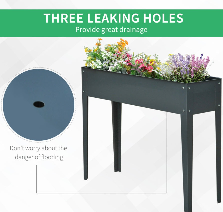 Metal Raised Garden Bed Planter Box 40 X 12 X 32 Dark Grey Durable Outdoor Gardening Solution