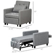 Convertible Chair Bed Grey Sofa Bed Multi-Functional Sleeper Ottoman Recliner Adjustable Backrest