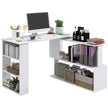 360  Rotating Home Office Desk L Shaped Corner Computer Desk With Storage Shelves, Writing Table Workstation, White