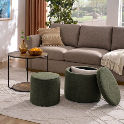 Ottoman, Multi-functional Combination Set Table Ottoman, Combination Of Ottoman And Table, With Drum Stool, With Storage Space