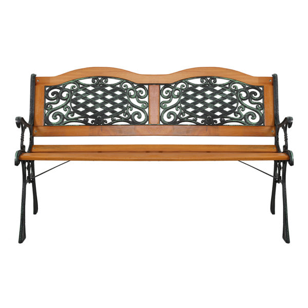 Double Arched Back Iron Wood Bench