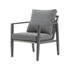 Gray Aluminum Lounge Chair With Sleek Rope Accents And Comfortable Cushions, Perfect For Modern Outdoor And Indoor Spaces