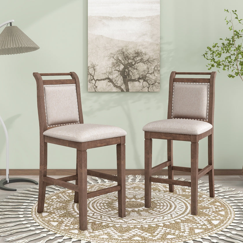TOPMAX 3-Piece Wood Counter Height Dining Set With 2 Upholstered Chairs