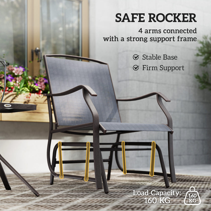 3 Piece Outdoor Glider Chair With Coffee Table And 2 Patio Chairs Supports Up To 352 Lbs For Backyard And Garden Gray