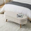 Ottoman Oval Storage Bench,Rubber Wood Legs, Beige 43.5x16x16