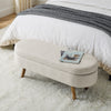 Ottoman Oval Storage Bench,Rubber Wood Legs, Beige 43.5x16x16