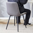 Extended Seat Cushion PU Dining Chair Set - Four Pieces.Smooth Line Design.Can Integrate Well Into Various Modern Home Decoration Styles.White And Dark Gray Splicing Colors.