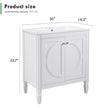30 No Assembly Needed Vintage White Bathroom Vanity With Ceramic Sink,Two Soft Close Doors  Adjustable Shelf,Modern Farmhouse Style