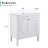 30 No Assembly Needed Vintage White Bathroom Vanity With Ceramic Sink,Two Soft Close Doors  Adjustable Shelf,Modern Farmhouse Style