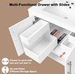 30 Bathroom Vanity With Sink, Multi-functional Bathroom Cabinet With Doors And Drawers, Solid Frame And MDF Board, White