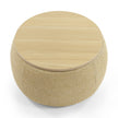 2-in-1 Round Storage Ottoman  End Table, Natural 25.5x25.5x14.5
