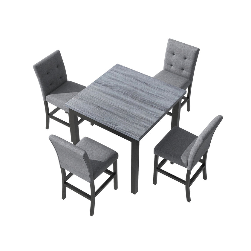 TOPMAX 5-Piece Counter Height Dining Set, Wood Table  Chairs Stools W Footrest