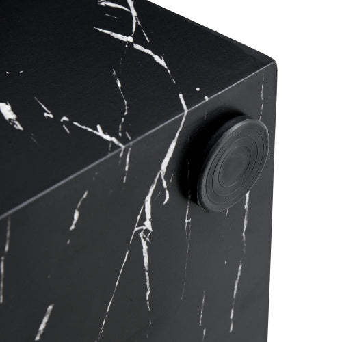 15.7x15.7x15.7 Inch Black Marble Texture MDF Coffee Table - Luxurious Design, Perfect Living Room Accent.Cube Fashion Texture Design Coffee Table, Suitable For Various Situations And Scenes