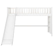 Twin Size Low Loft Bed With Ladder And Slide,White