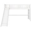 Twin Size Low Loft Bed With Ladder And Slide,White
