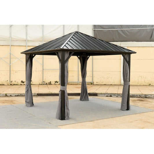 10x10FT Patic Gazebo,aluminum Gazebo With Steel Canopy,Outdoor Permanent Hardtop Gazebo Canopy For Patio, Garden,