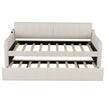 Twin Upholstered Daybed W  Trundle & USB Charging, Adjustable, Beige