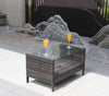 Outdoor Patio Furniture Coffee Table With Clear Tempered Glass