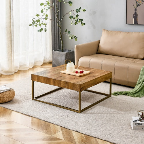 Modern Rectangular Coffee Table, Dining Table. MDF Desktop With Metal Legs. Suitable For Restaurants And Living Rooms. The Size  31.5x31.5x14.37