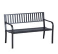 50ft Outdoor Bench Seat, Patio Bench With Slatted Seat, Metal Porch Bench, With 2 Person Design, For Poolside, Lawn, Black