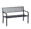 50ft Outdoor Bench Seat, Patio Bench With Slatted Seat, Metal Porch Bench, With 2 Person Design, For Poolside, Lawn, Black
