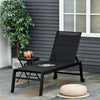 Chaise Lounge Chair Black With Wheels Adjustable Backrest Breathable For Sunbathing Patio