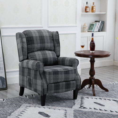 Vintage Armchair Sofa Comfortable Upholstered Leisure Chair  Recliner Chair For Living Room Grey Check