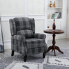 Vintage Armchair Sofa Comfortable Upholstered Leisure Chair  Recliner Chair For Living Room Grey Check