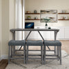 Bar Table Set With Power Outlet, Bar Table And Chairs Set, 4 Piece Dining Table Set, Industrial Brea