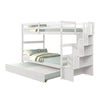 Twin Bunk Beds With Trundle & Stairway Storage In White