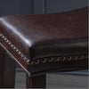 Contemporary Upholstered Saddle Counter Stool With Nailhead Trim Dark Brown
