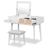 43.3 Wood Makeup Vanity Set With Flip-Top Mirror, Stool   3 Drawers