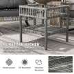 3 Piece Outdoor PE Rattan Rocker Chair Set, Rocking Chair With Tempered Glass Table Top, Gray