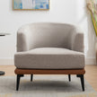 Modern Two-tone Barrel Fabric Chair, Upholstered Round Armchair For Living Room Bedroom Reading Room, Burnt Orange