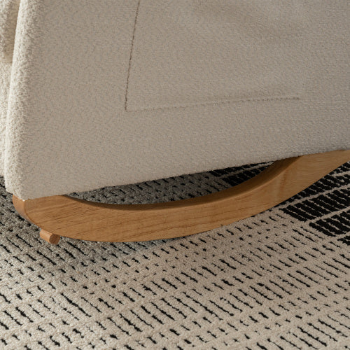 Accent Rocking Chair With Footrest High Back Rubber Wood Rocking Legs Bedroom Living Space