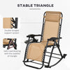 Ergonomic Recline  Beige Zero Gravity Rocker With Headrest, Tray  Phone Holder