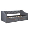 Twin Size Upholstered Daybed With 2 Drawers, Wood Slat Support, Gray