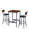 Bar Table Set With 2 Stools, PU Seat   Backrest, Rustic Brown, 23.62 W X 35 H