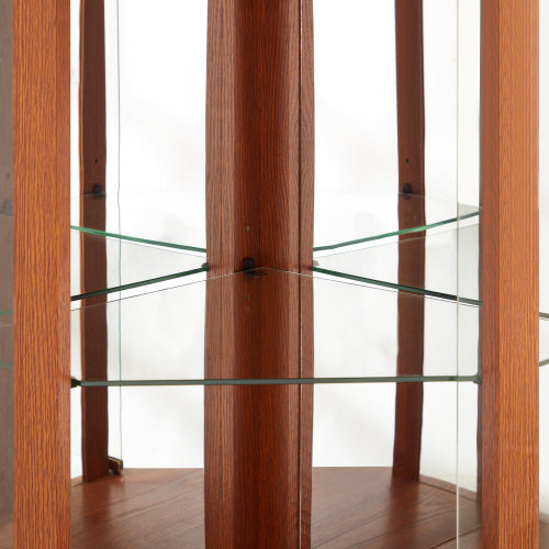 Corner Lighted Curio Cabinet Corner Glass Cabinet Lighted Curio Cabinet Corner Display Case For Living Room, Curio Cabinet, Antique Collection, Wine,Bar Glass Storage Light Included,Dark Cherry