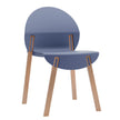 4-Pack Grey Blue Chairs  Red Oak Wood Legs & PP Seat, Indoor Dining & Living Room Furniture Set