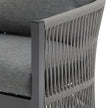 Modern Gray Curved Aluminum Lounge Chair With Stylish Rope-Weave Design And Cushioned Comfort, Perfect For Outdoor Living