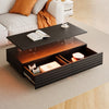 Modern White Rectangular LED Lights Coffee Table With 2 Drawers In 47.2