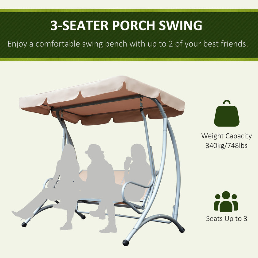 Outdoor Swing Chair Bench With Stand And Adjustable Canopy Porch Swing For Patio Garden