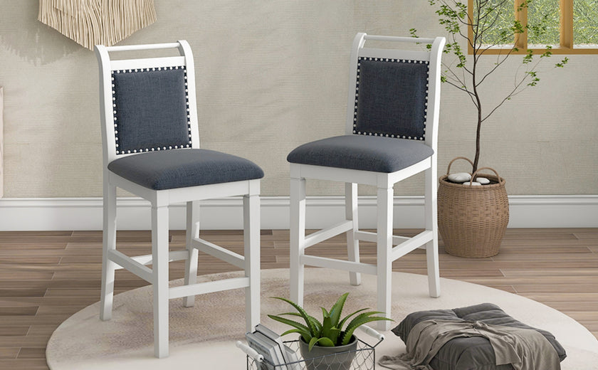 TOPMAX 3-Piece Wood Counter Height Dining Set With 2 Upholstered Chairs