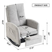 Accent Rocking Chair With Footrest High Back Rubber Wood Rocking Legs Bedroom Living Space