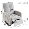 Accent Rocking Chair With Footrest High Back Rubber Wood Rocking Legs Bedroom Living Space