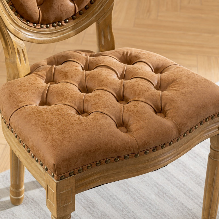 French Style Solid Wood Frame Antique Painting,Hand-pulled Buckle Decoration PU Artificial Leather D