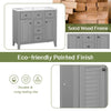 36 Bathroom Vanity Without Sink, Cabinet Base Only, Two Cabinets And Five Drawers, Solid Wood Frame, Grey